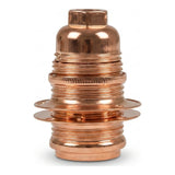 E14 metal socket with double ring for lampshade — Conical plastic / Copper