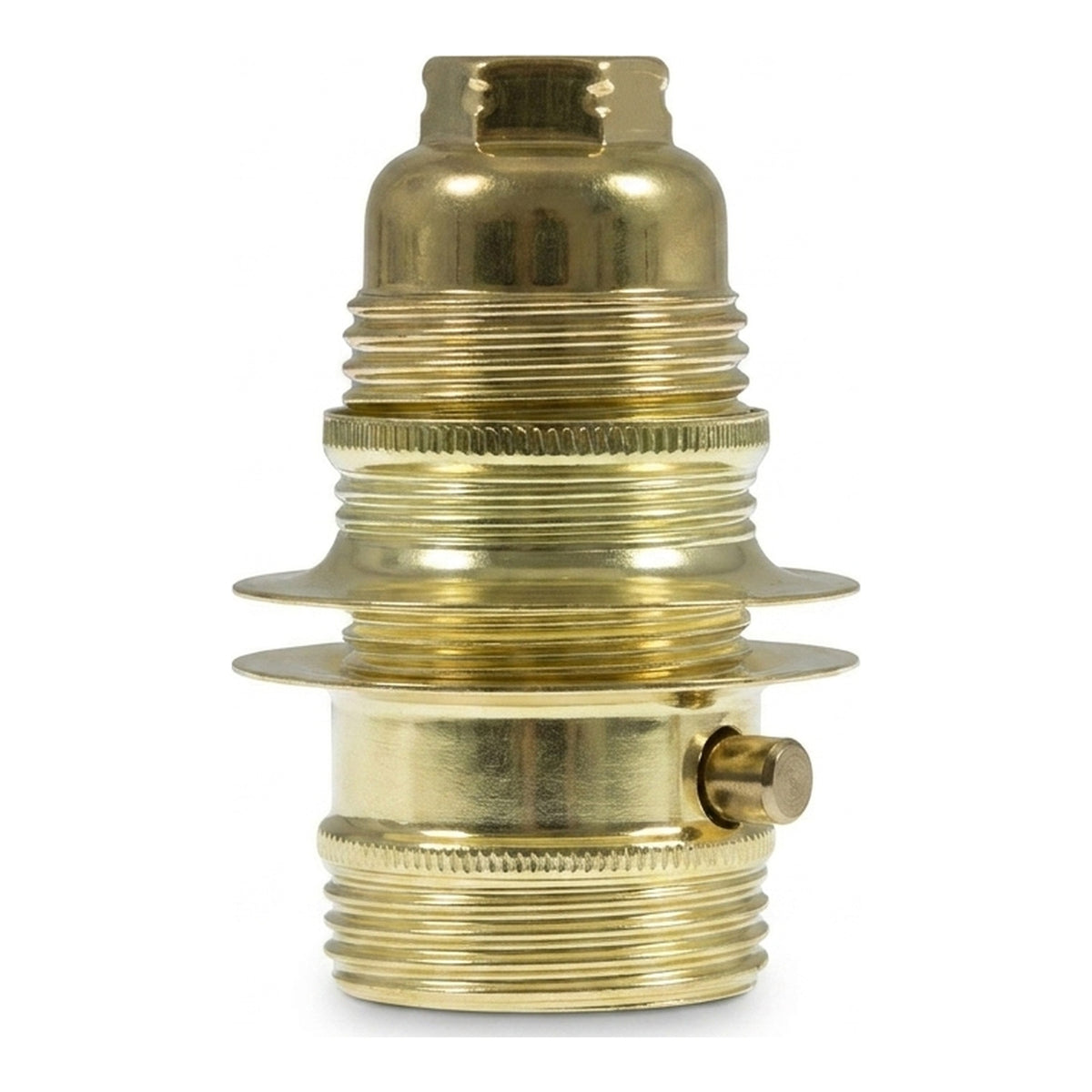 E14 metal socket with double ring for lampshade — Conical plastic / Brass