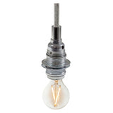 E14 metal socket with double ring for lampshade — Cylindrical metal / Silver