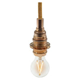 E14 metal socket with double ring for lampshade — Cylindrical metal / Copper