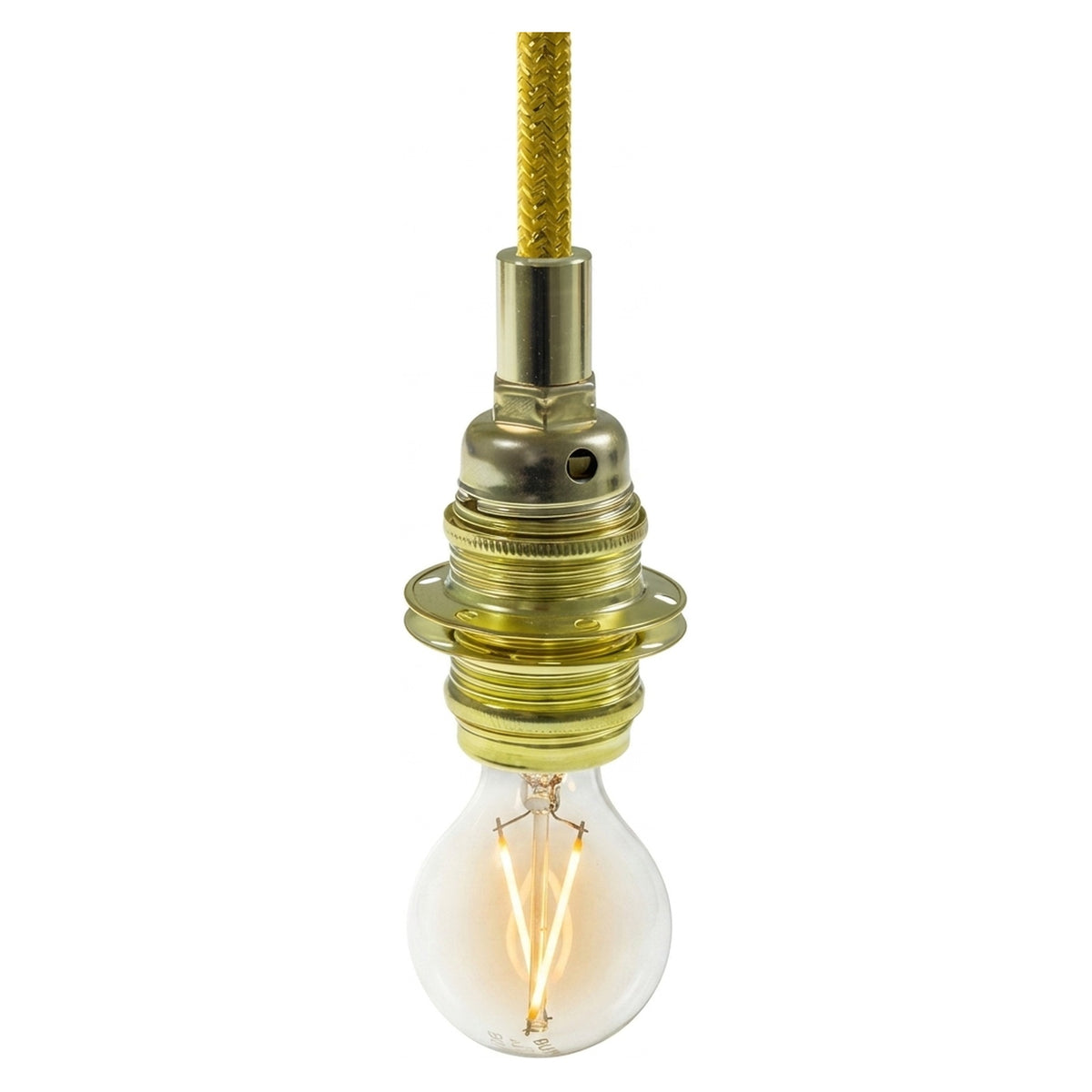E14 metal socket with double ring for lampshade — Cylindrical metal / Brass