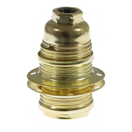 E14 metal socket with double ring for lampshade — Cylindrical metal / Brass