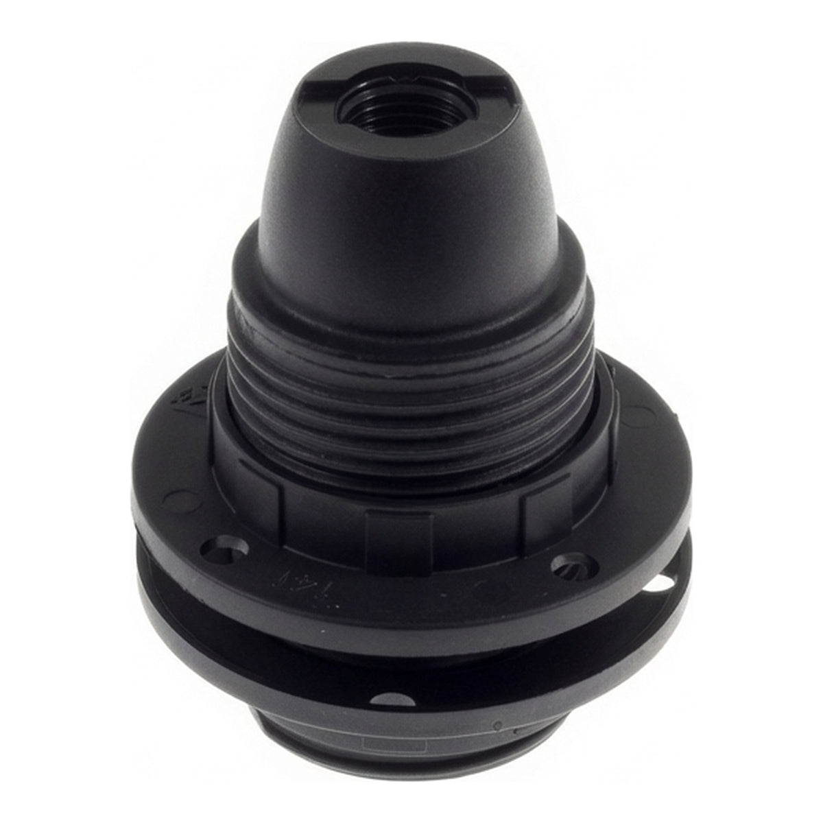 E14 thermoplastic socket with double ring — Black