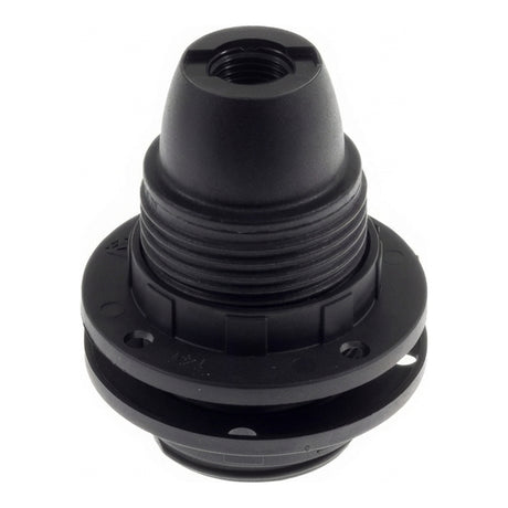 E14 thermoplastic socket with double ring — Black