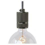 E27 knurled aluminium socket with double ring — Dark grey