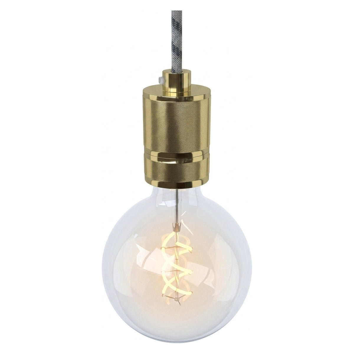 E27 knurled aluminium socket with double ring — Brass