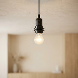 E27 bakelite socket with double ring and switch — Black