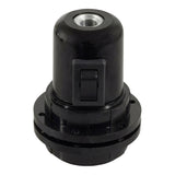 E27 bakelite socket with double ring and switch — Black