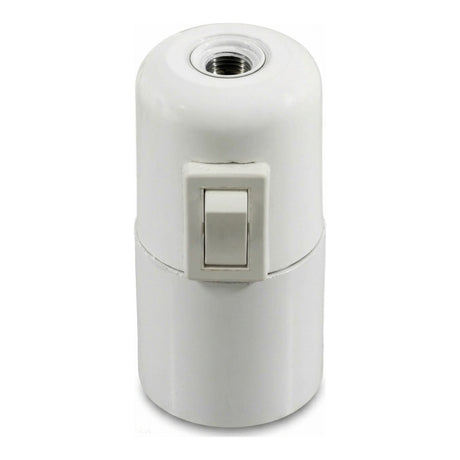 E27 bakelite socket with switch — White