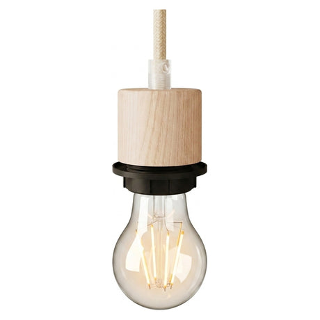 E27 threaded cylindrical wood socket for lampshade