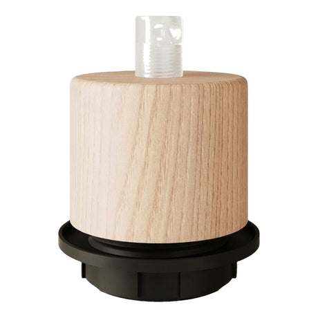E27 threaded cylindrical wood socket for lampshade
