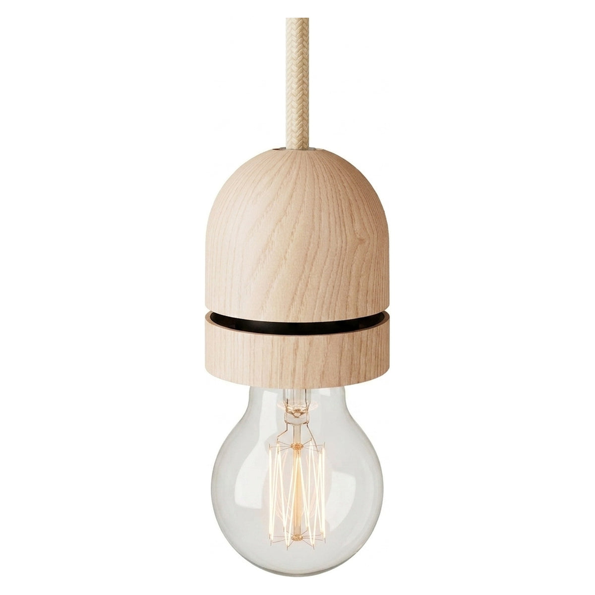 E27 threaded semi-spherical wood socket for lampshade