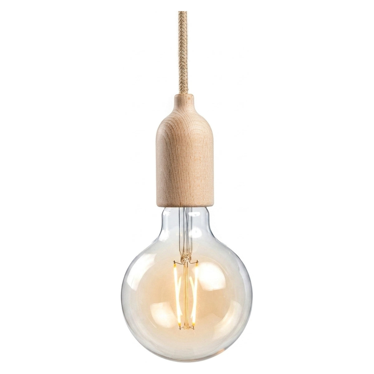 E27 wood socket with hidden cable grip — Natural