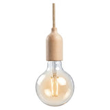 E27 wood socket with hidden cable grip — Natural