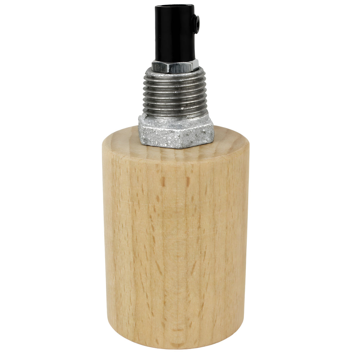 E27 natural wood socket kit on 1/2'' (15x21mm) male galvanized cast iron fitting
