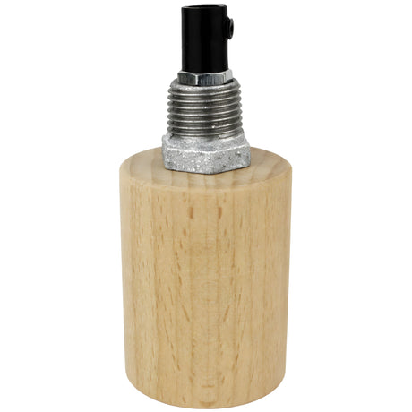 E27 natural wood socket kit on 1/2'' (15x21mm) male galvanized cast iron fitting