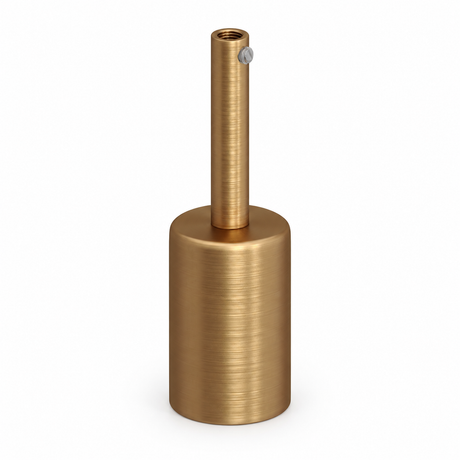 Cylindrical metal E27 socket kit — 7 cm cable grip — satin bronze finish — view 1