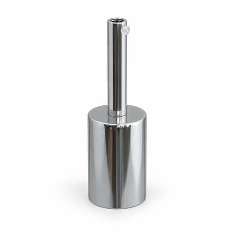 Cylindrical metal E27 socket kit — 7 cm cable grip — chrome finish — view 1