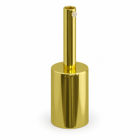Cylindrical metal E27 socket kit — 7 cm cable grip — brass finish — view 1