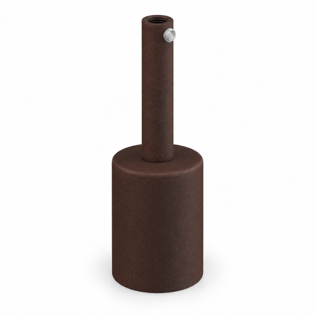 Cylindrical metal E27 socket kit — 7 cm cable grip — rust effect — view 1