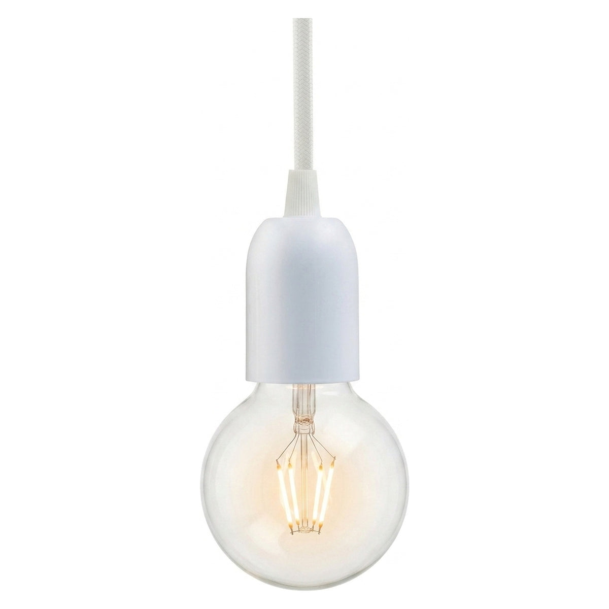 E27 hemispherical metal socket — Glossy white