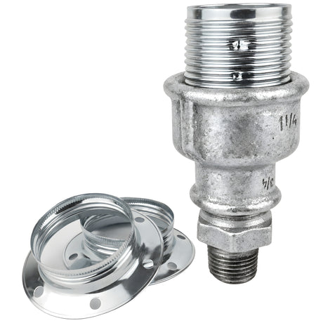 E27 glossy silver metal socket kit on 1/2'' (15x21mm) male galvanized cast iron fitting