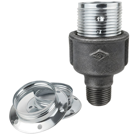 E27 glossy silver metal socket kit on 1/2'' (15x21mm) male Eco black cast iron fitting