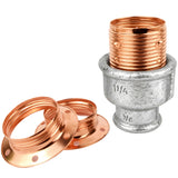 E27 glossy copper metal socket kit on female galvanized cast iron fitting
