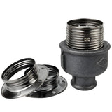 E27 glossy black metal socket kit on 1/2'' (15x21mm) female Eco black cast iron fitting