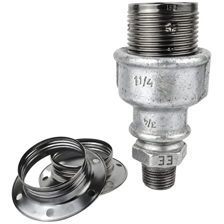 E27 glossy black metal socket kit on 1/2'' (15x21mm) male galvanized cast iron fitting