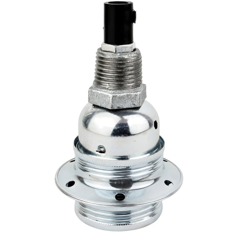 E27 glossy silver metal socket kit on 1/2'' (15x21mm) male galvanized cast iron fitting