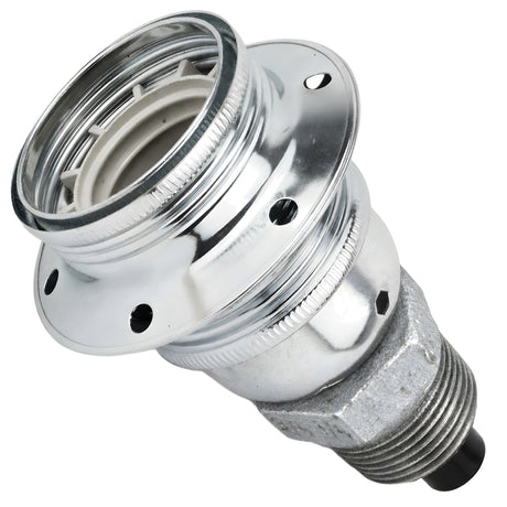E27 glossy silver metal socket kit on male galvanized cast iron fitting