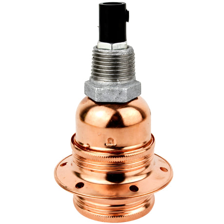 E27 glossy copper metal socket kit on 1/2'' (15x21mm) male galvanized cast iron fitting