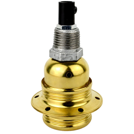E27 glossy brass metal socket kit on 1/2'' (15x21mm) male galvanized cast iron fitting