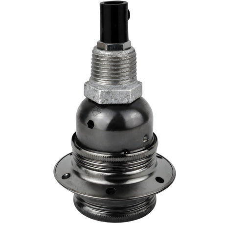 E27 glossy black metal socket kit on 1/2'' (15x21mm) male galvanized cast iron fitting
