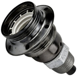 E27 glossy black metal socket kit on male galvanized cast iron fitting