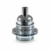 Metal E27 socket kit with two shade rings — silver finish — view 1