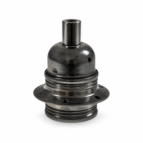 Metal E27 socket kit with two shade rings — black pearl — view 1