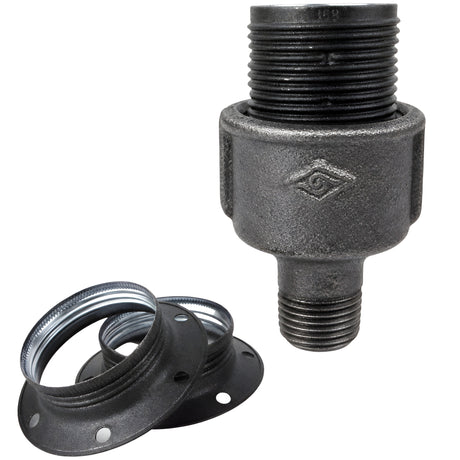 E27 matte grey metal socket kit on 1/2'' (15x21mm) male Eco black cast iron fitting