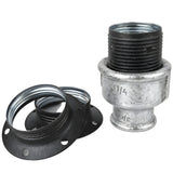 E27 matte grey metal socket kit on female galvanized cast iron fitting