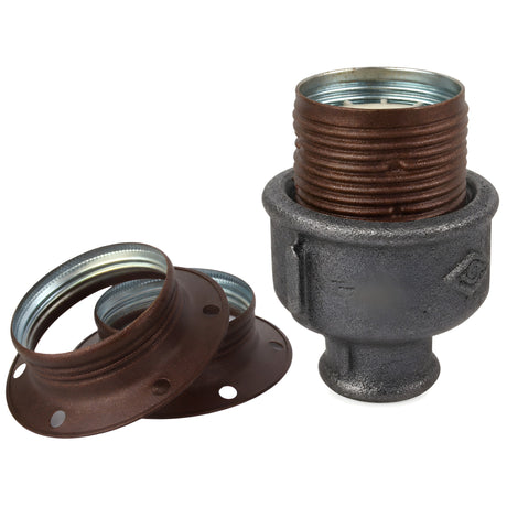 E27 matte rust metal socket kit on 1/2'' (15x21mm) female Eco black cast iron fitting