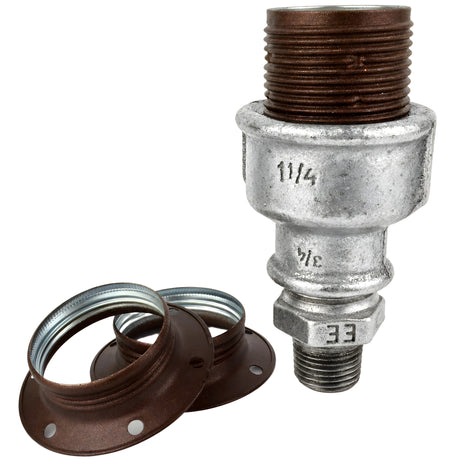 E27 matte rust metal socket kit on 1/2'' (15x21mm) male galvanized cast iron fitting