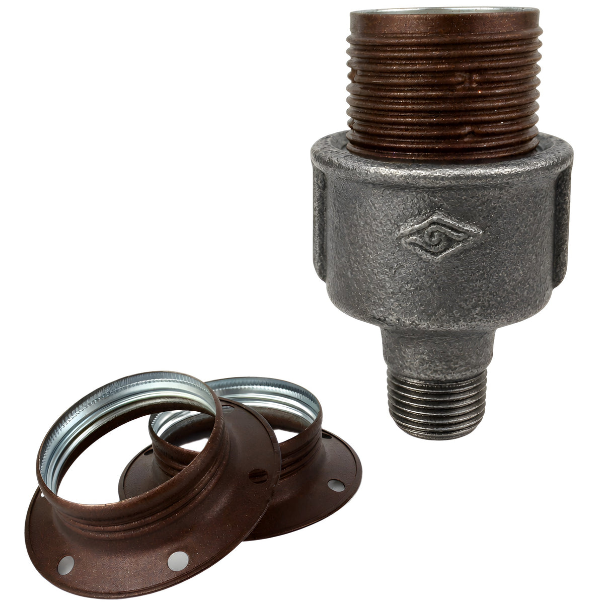 E27 matte rust metal socket kit on 1/2'' (15x21mm) male Eco black cast iron fitting