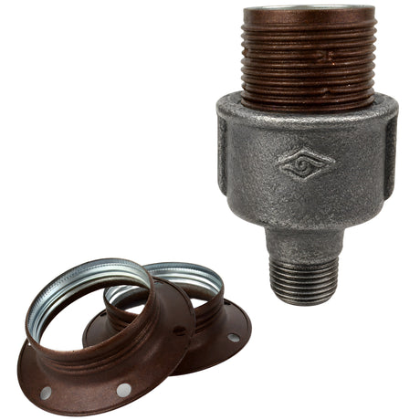 E27 matte rust metal socket kit on 1/2'' (15x21mm) male Eco black cast iron fitting