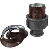 E27 matte rust metal socket kit on female Eco black cast iron fitting