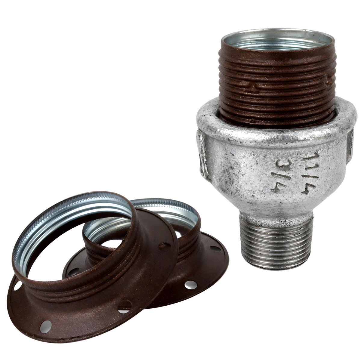 E27 matte rust metal socket kit on male galvanized cast iron fitting