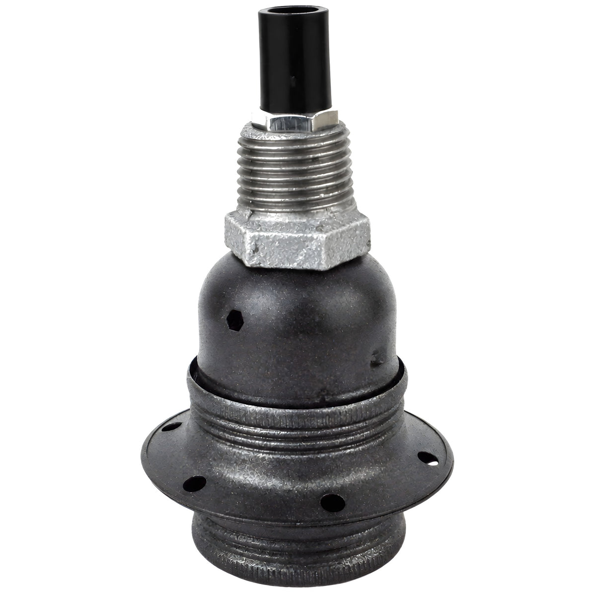 E27 matte grey metal socket kit on 1/2'' (15x21mm) male galvanized cast iron fitting