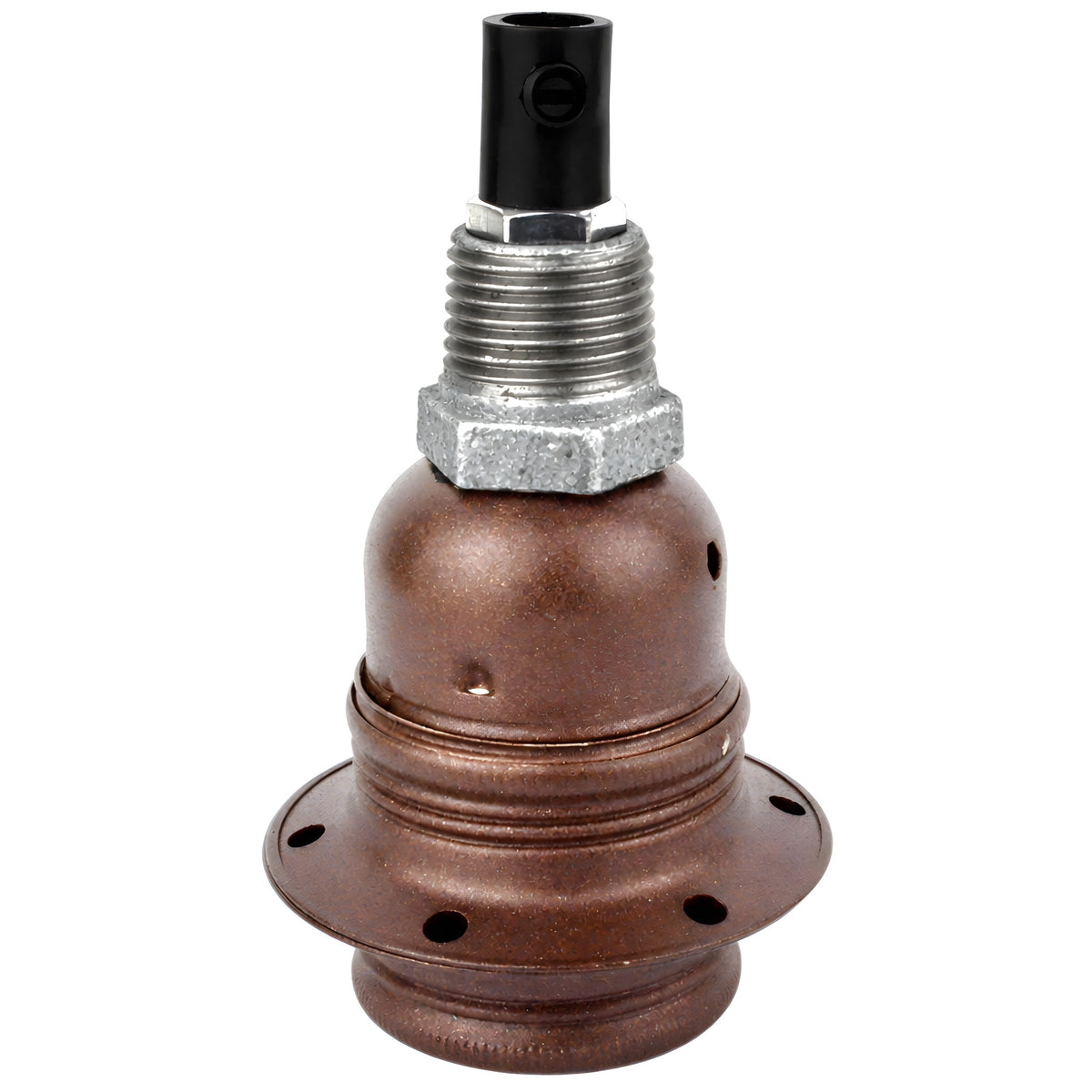 E27 matte rust metal socket kit on 1/2'' (15x21mm) male galvanized cast iron fitting