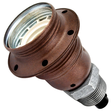 E27 matte rust metal socket kit on male galvanized cast iron fitting
