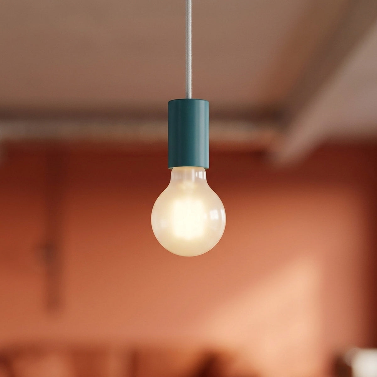 E27 pastel metal socket — Petrol blue